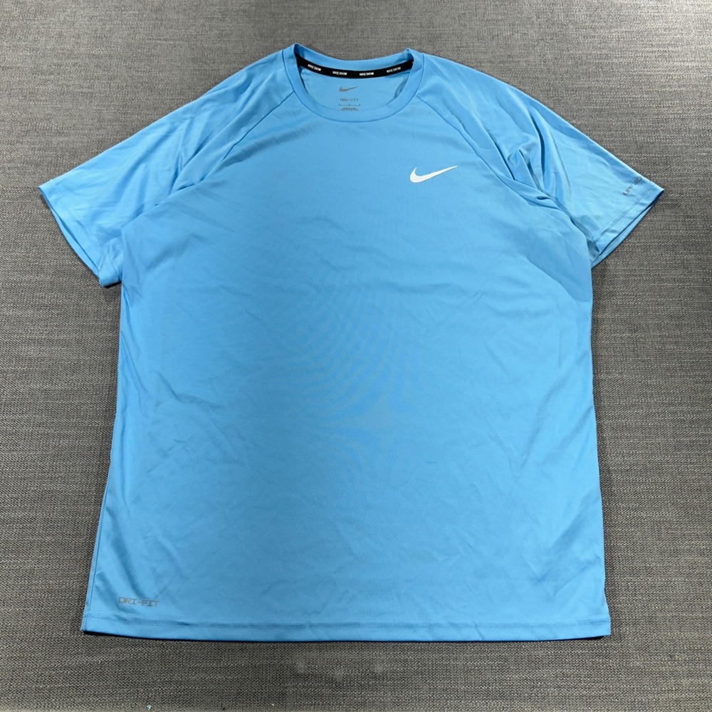 Nike Swim Shirt Mens Large Blue Good Dri-FIT Short Sleeve Performance Tee